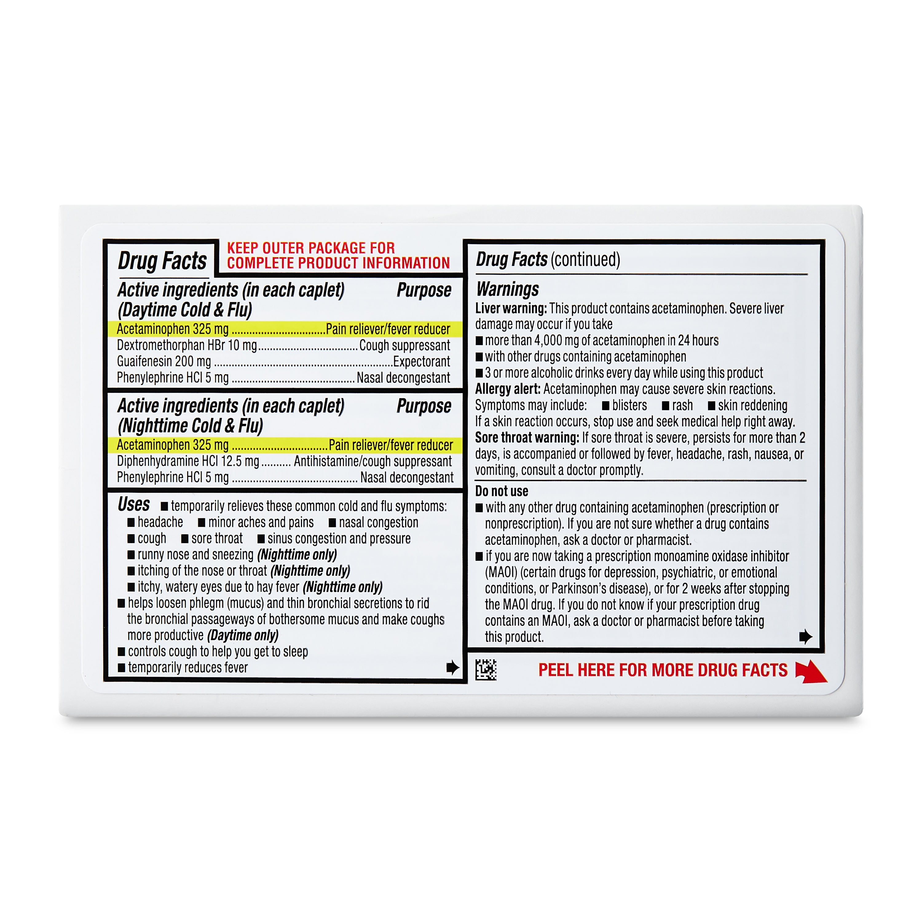 Equate Maximum Strength Daytime Nighttime Multi-Symptom Cold Caplets 20 Count
