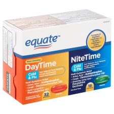 Equate Cold Flu Relief MultiSymptom DaytimeNighttime Combo Pack Softgels Cold Medicine 48 Count