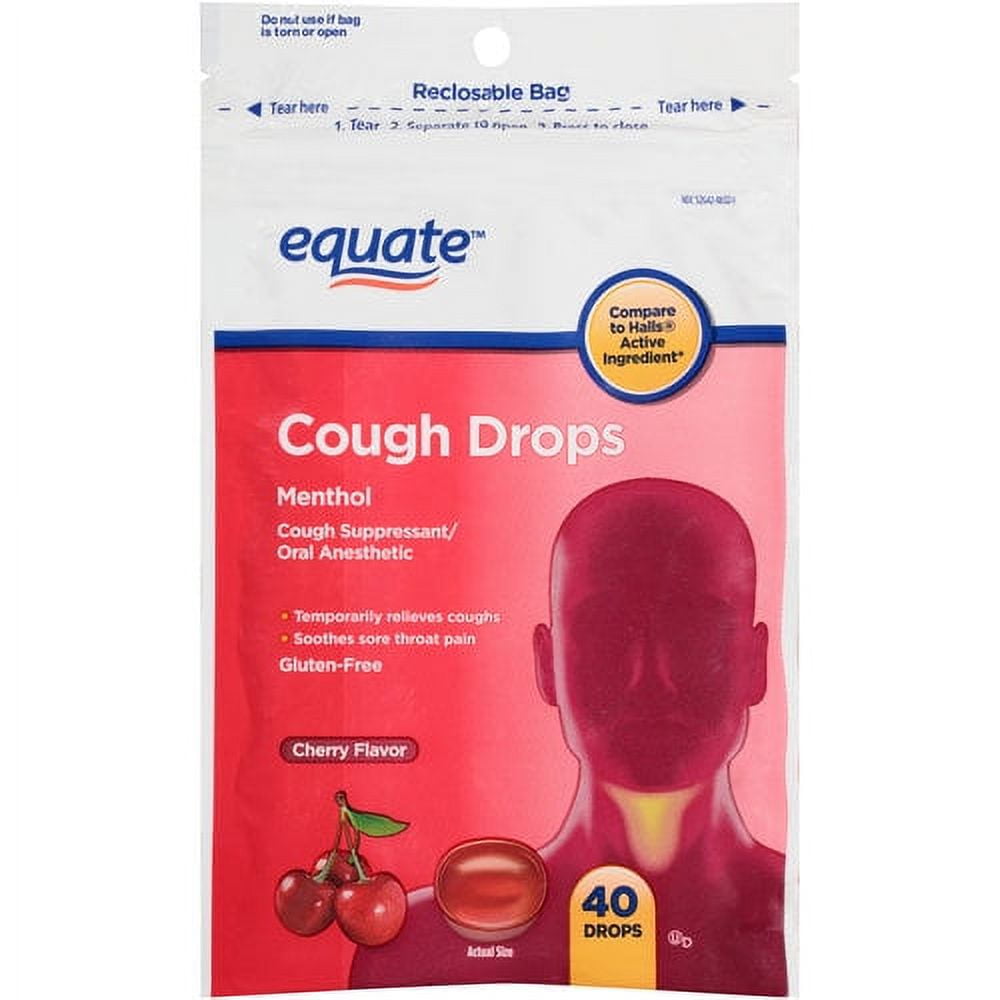 Equate Cherry Cough Drops 40 Count for Soothing Relief
