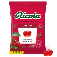 Ricola Cherry Throat Drops 19 Count Throat Refreshment Oral Anesthetic