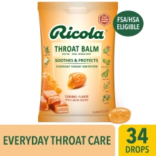 Ricola Caramel Throat Balm 34 Count for Soothing Relief