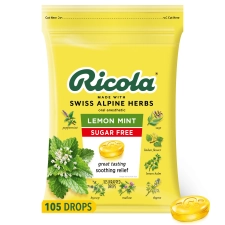 Ricola Sugar Free Lemon Mint Throat Drops Refreshing Throat Relief Oral Anesthetic 105 Count