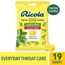 Ricola Sugar Free Lemon Mint Throat Drops for Refreshing Throat Relief & Oral Anesthetic 19 Count
