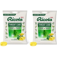 Ricola Max Cool Peppermint Throat Care Large Bags 34 Count (Pack of 2)
