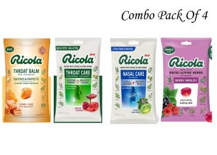 Ricola Cough Suppressant Drops 4 Flavors Combo Pack for Throat Relief