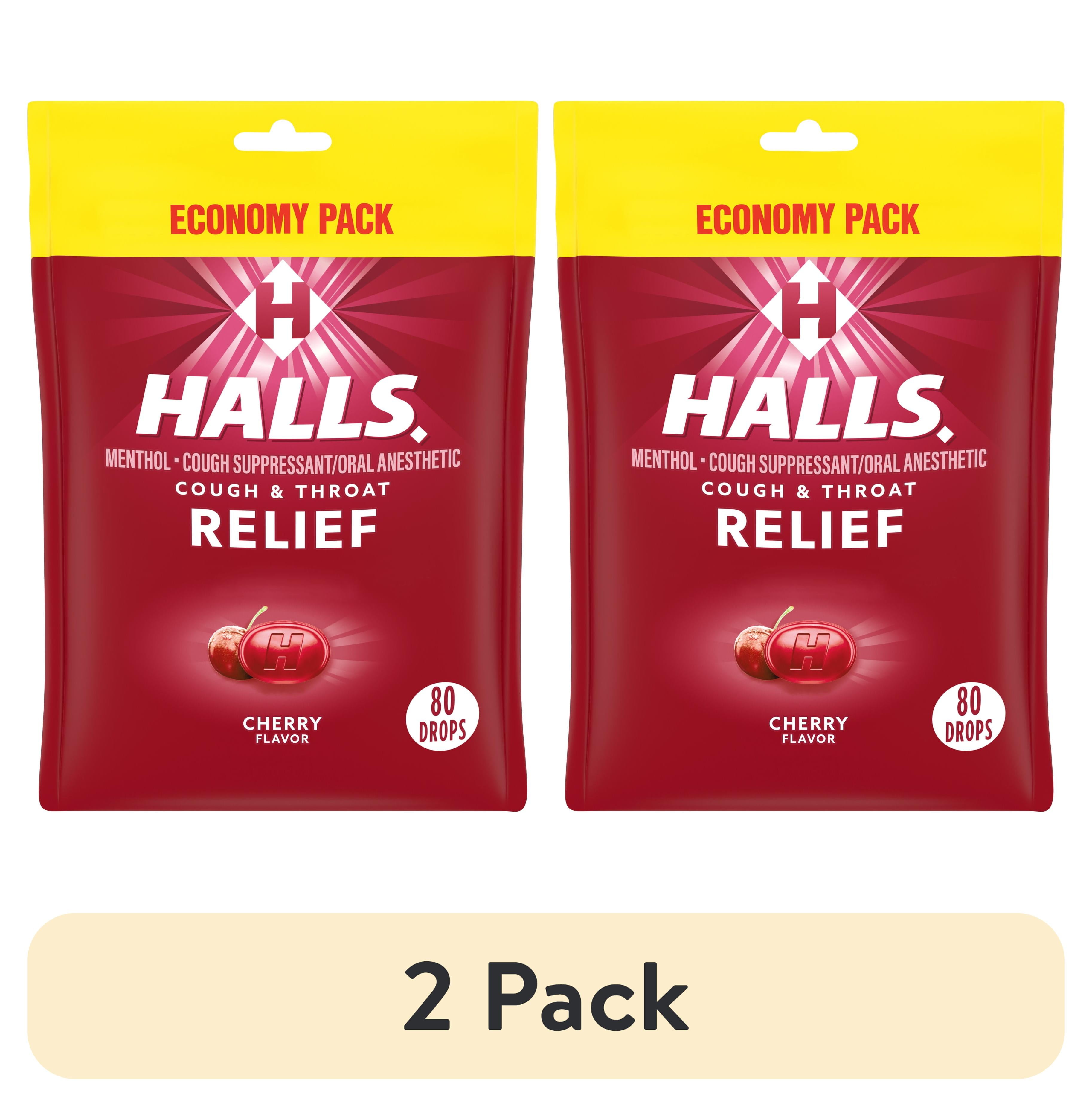 Halls Relief Cherry Cough Drops Economy Pack 2 Pack 80 Drops