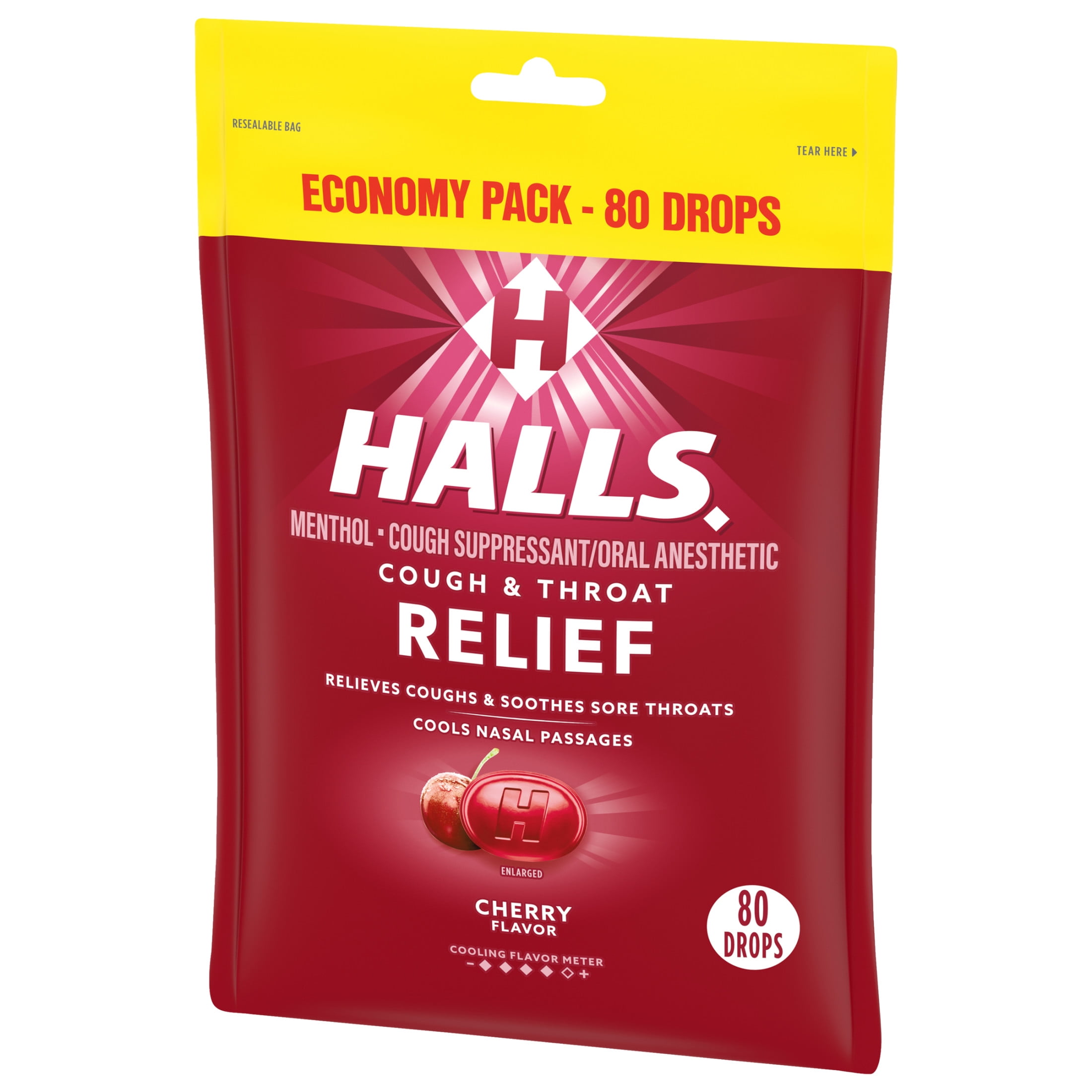 Halls Relief Cherry Cough Drops Economy Pack 2 Pack 80 Drops