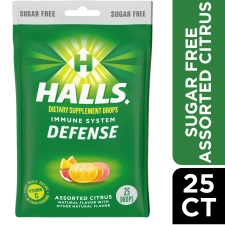Halls Defense Assorted Citrus Sugar Free Vitamin C Drops 25-Drops