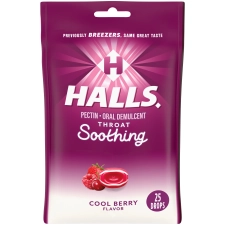 Halls Throat Soothing Cool Berry Throat Drops 25 Drops formerly Breezers