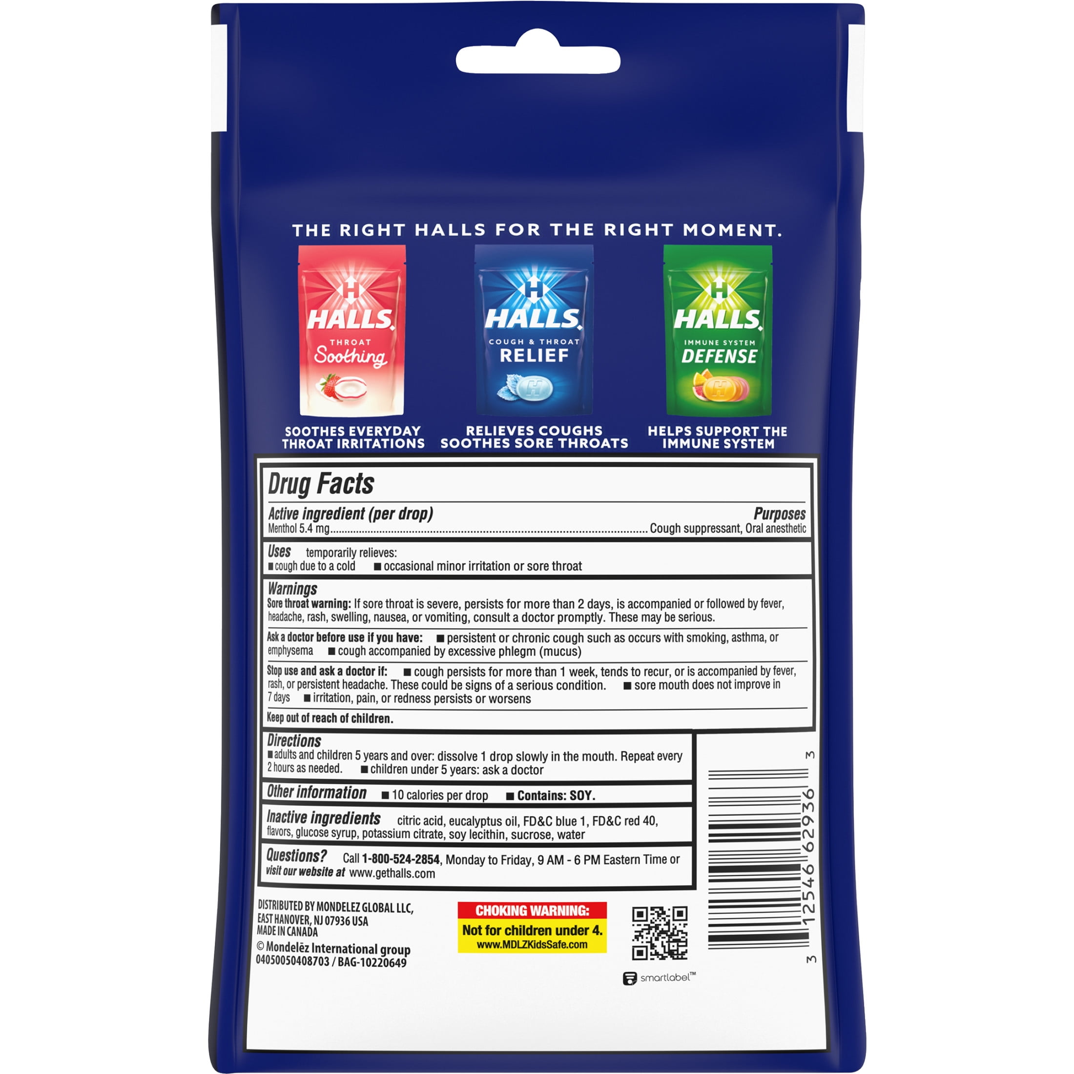 Halls Mentho-Lyptus Cough Drops 30 ct - Fast Relief Acai Flavor