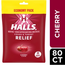 Halls Relief Cherry Cough Drops Economy Pack 80 Drops