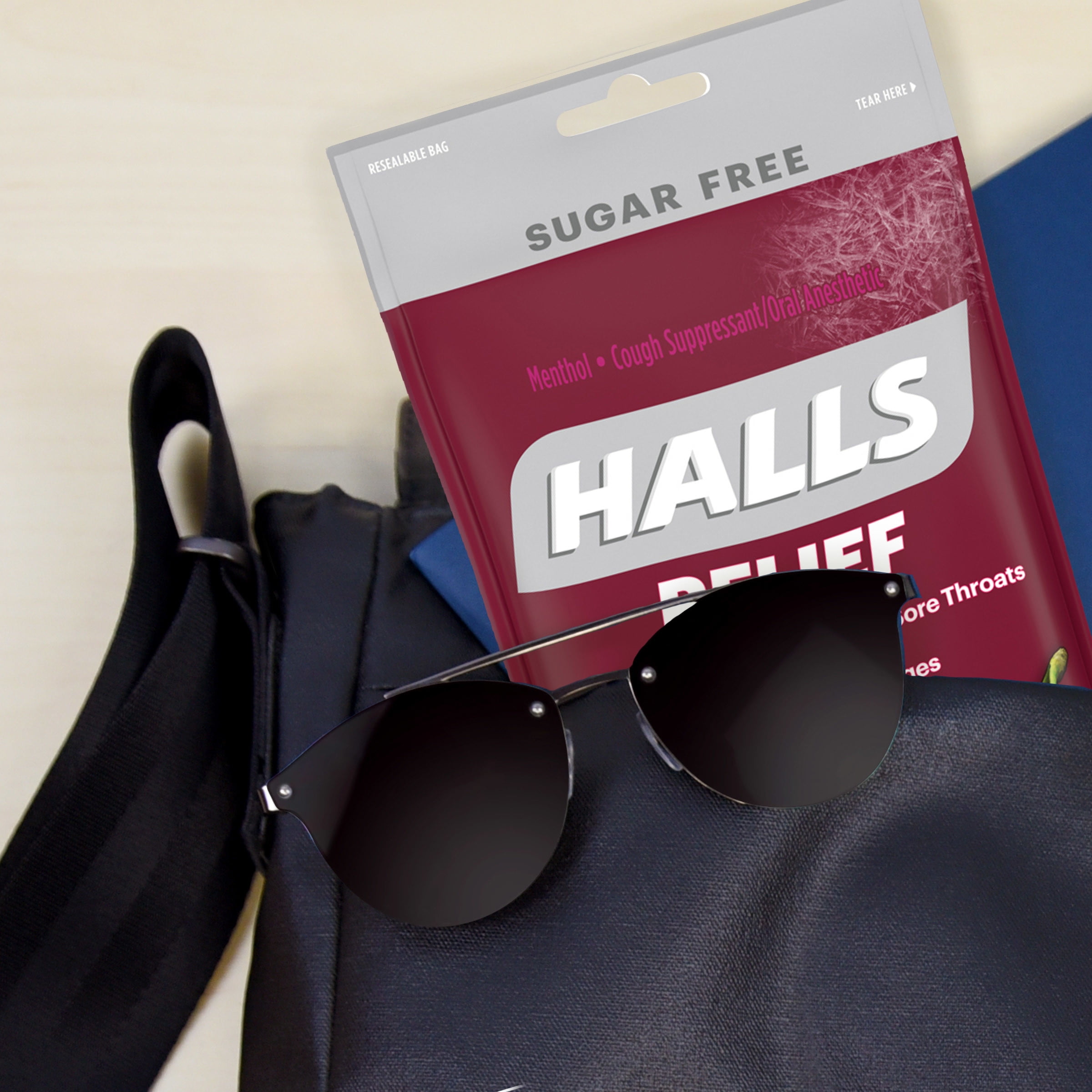 Halls Relief Black Cherry Sugar Free Cough Drops 25 Drops
