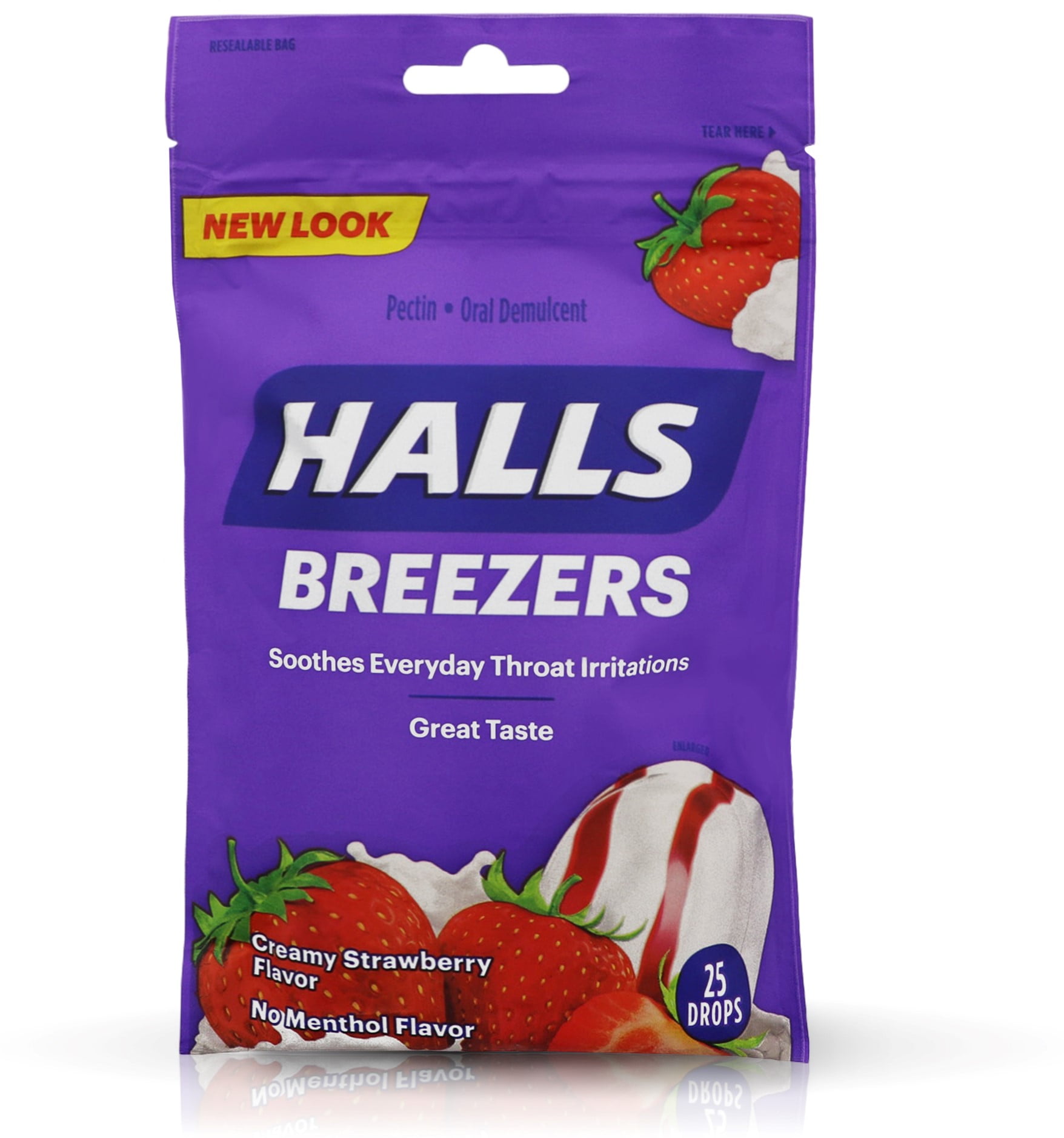 Halls Breezers Cool Creamy Strawberry Drops 25 ea Pack of 3