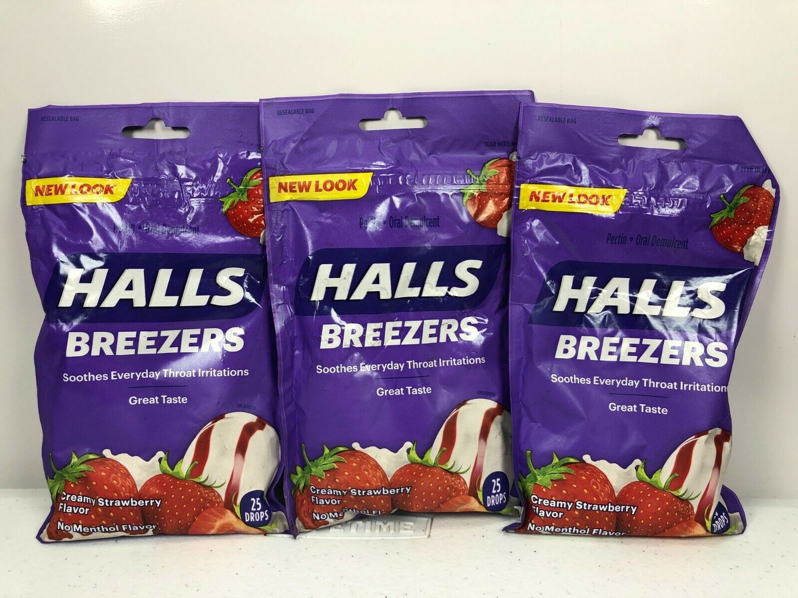 Halls Breezers Cool Creamy Strawberry Drops 25 ea Pack of 3