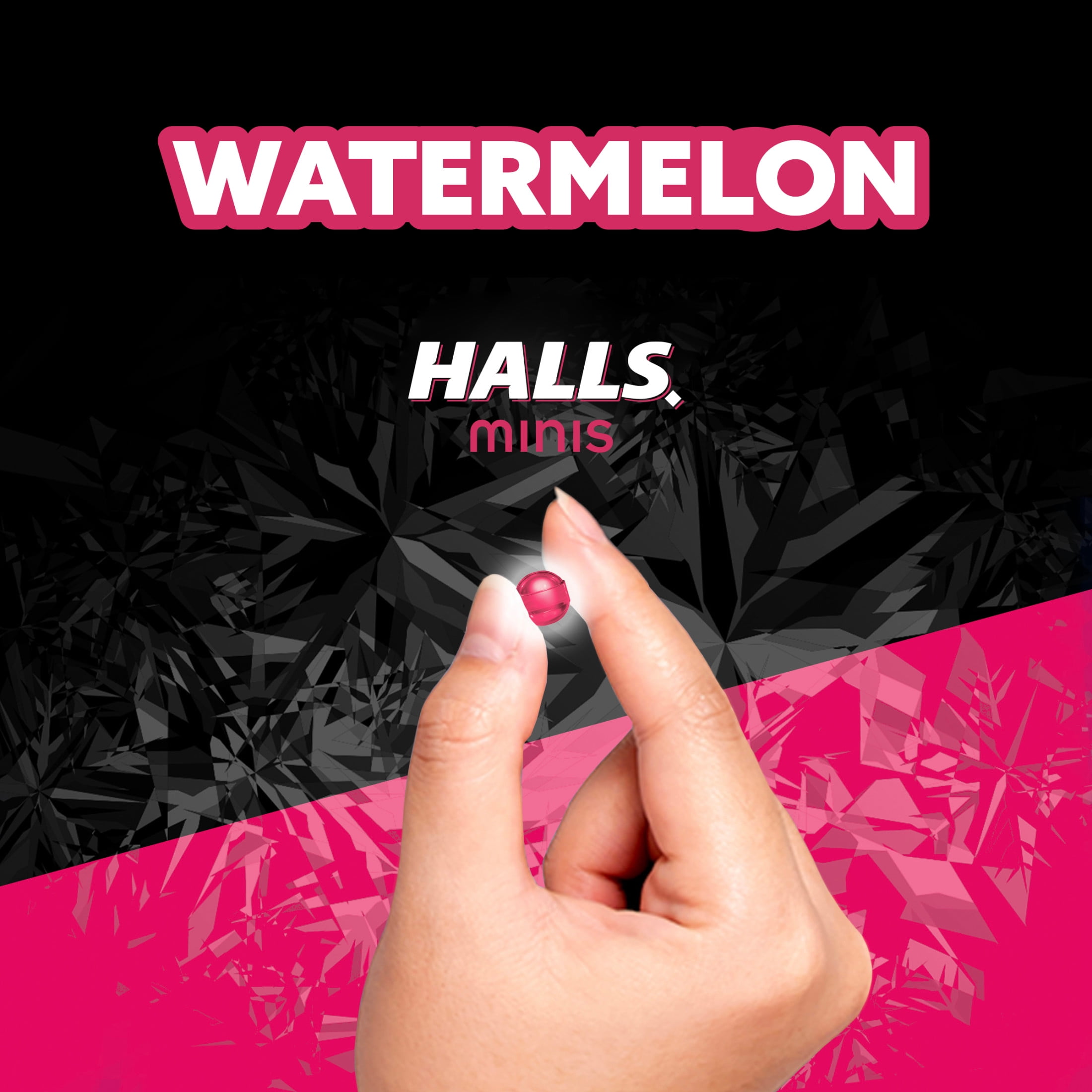 Halls Minis Watermelon Flavor Sugar Free Cough Drops 24 Drops Bundle