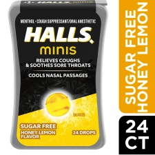 Halls Mini Honey Lemon Sugar-Free Cough Drops 24 Count