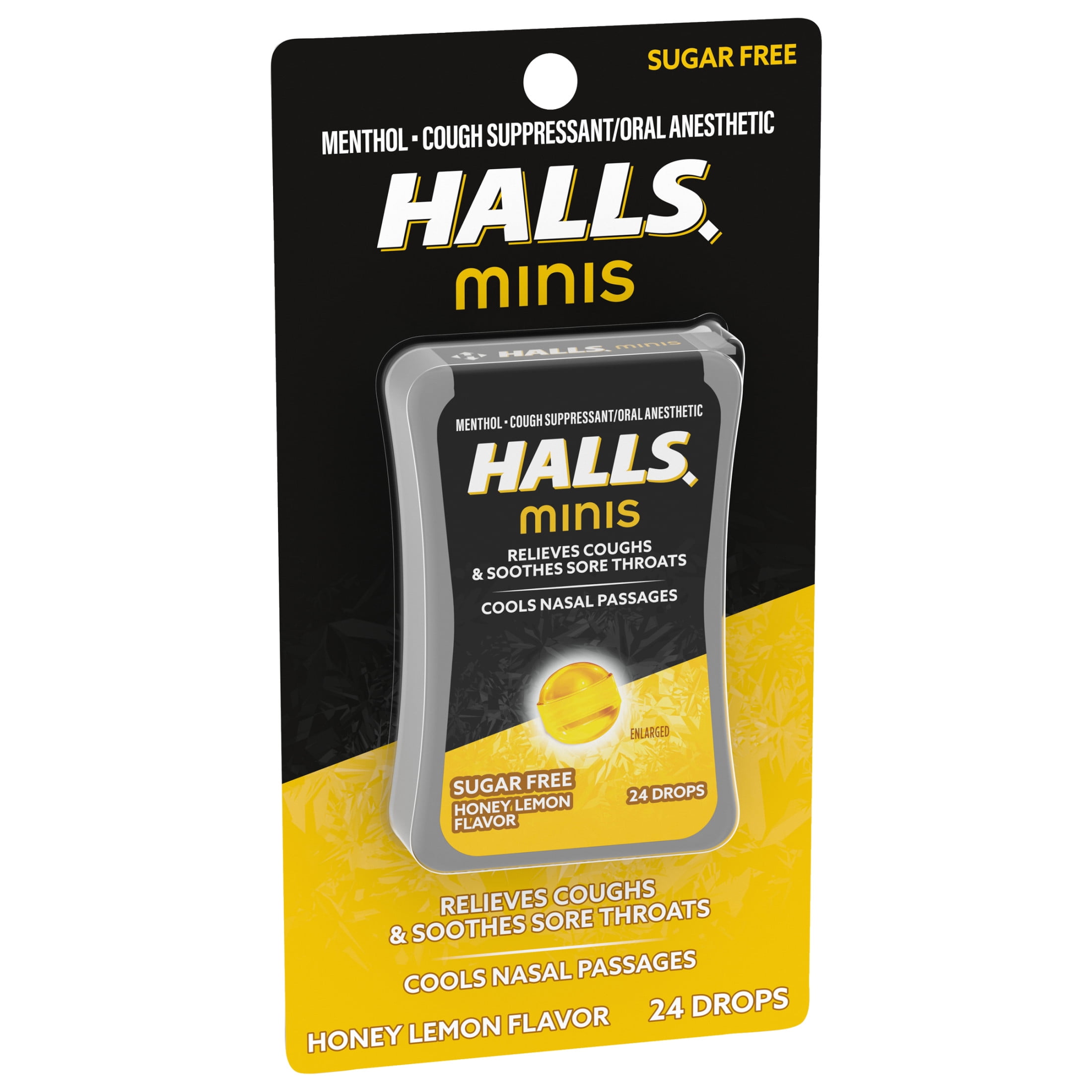 Halls Mini Honey Lemon Sugar-Free Cough Drops 24 Count