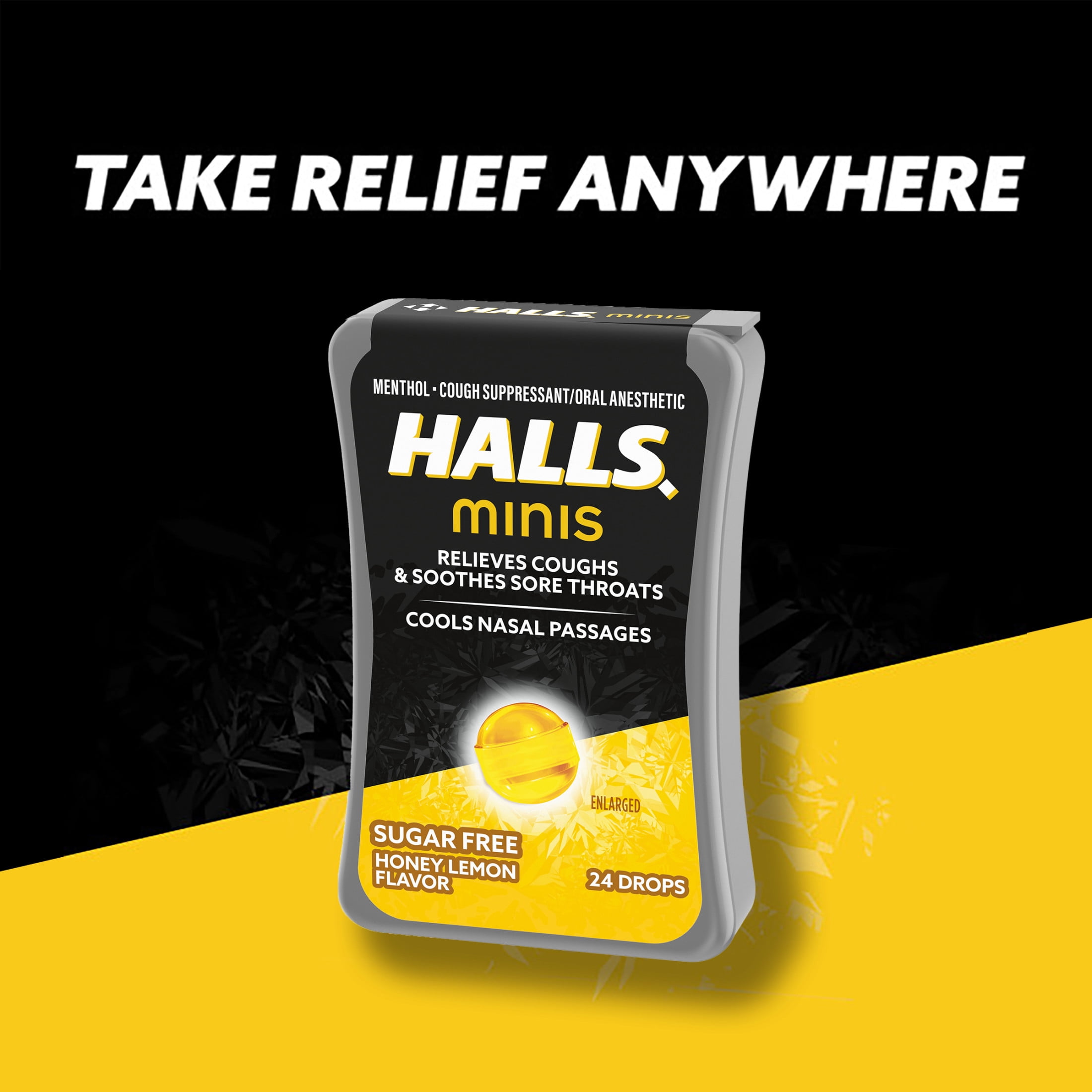 Halls Mini Honey Lemon Sugar-Free Cough Drops 24 Count