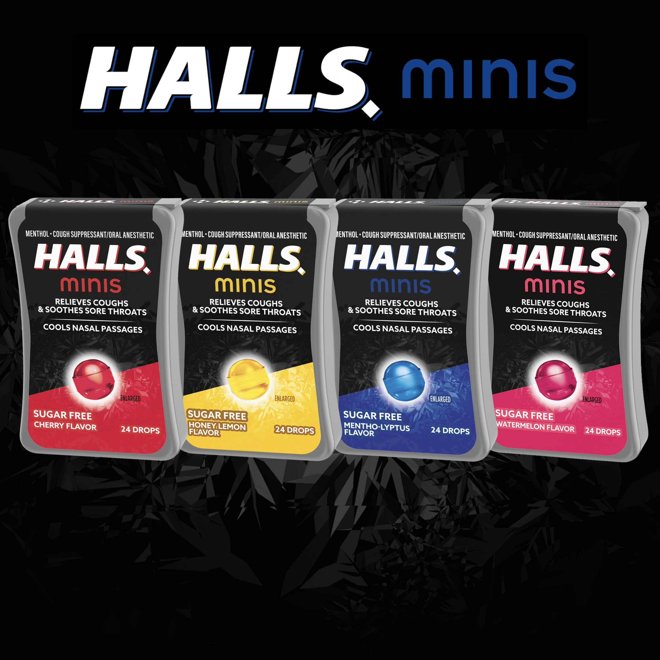 Halls Mini Honey Lemon Sugar-Free Cough Drops 24 Count
