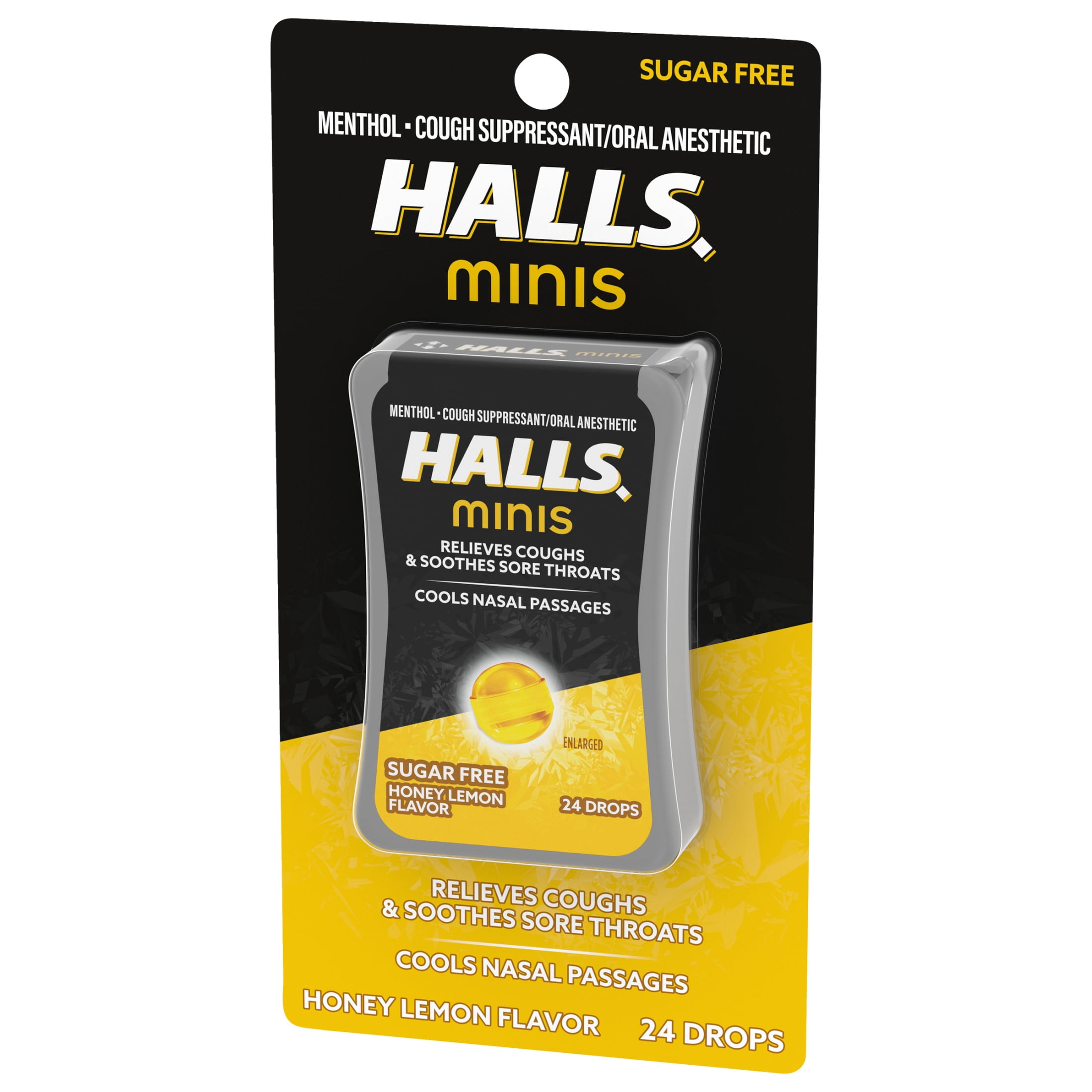 Halls Mini Honey Lemon Sugar-Free Cough Drops 24 Count
