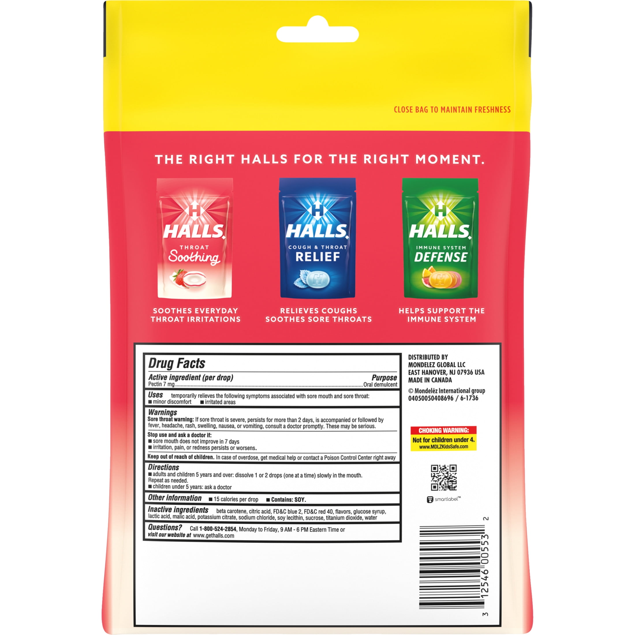Halls Creamy Strawberry Throat Drops Economy Pack 70 Drops for Soothing Throat.