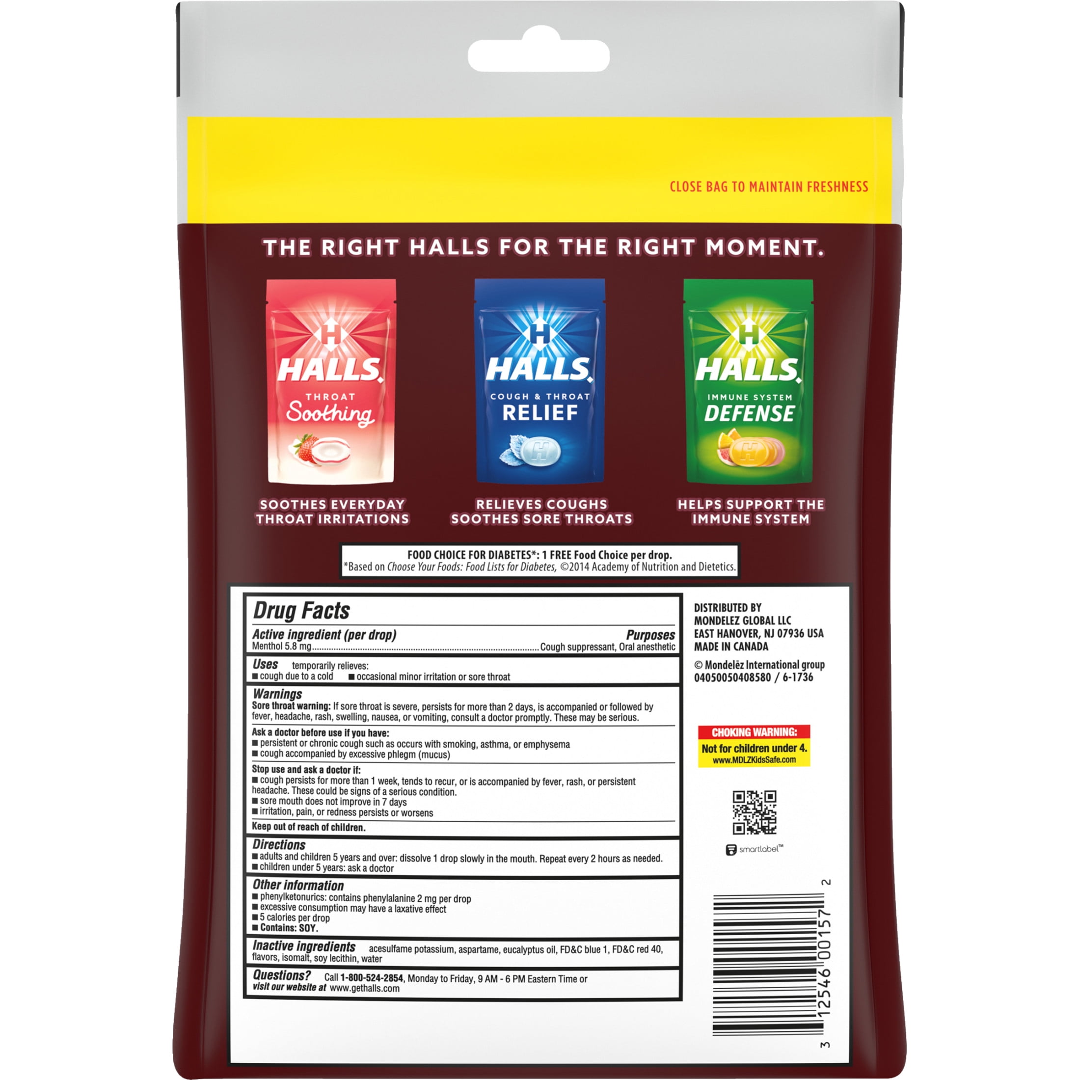 Halls Relief Sugar Free Black Cherry Cough Drops Economy Pack 70 Drops