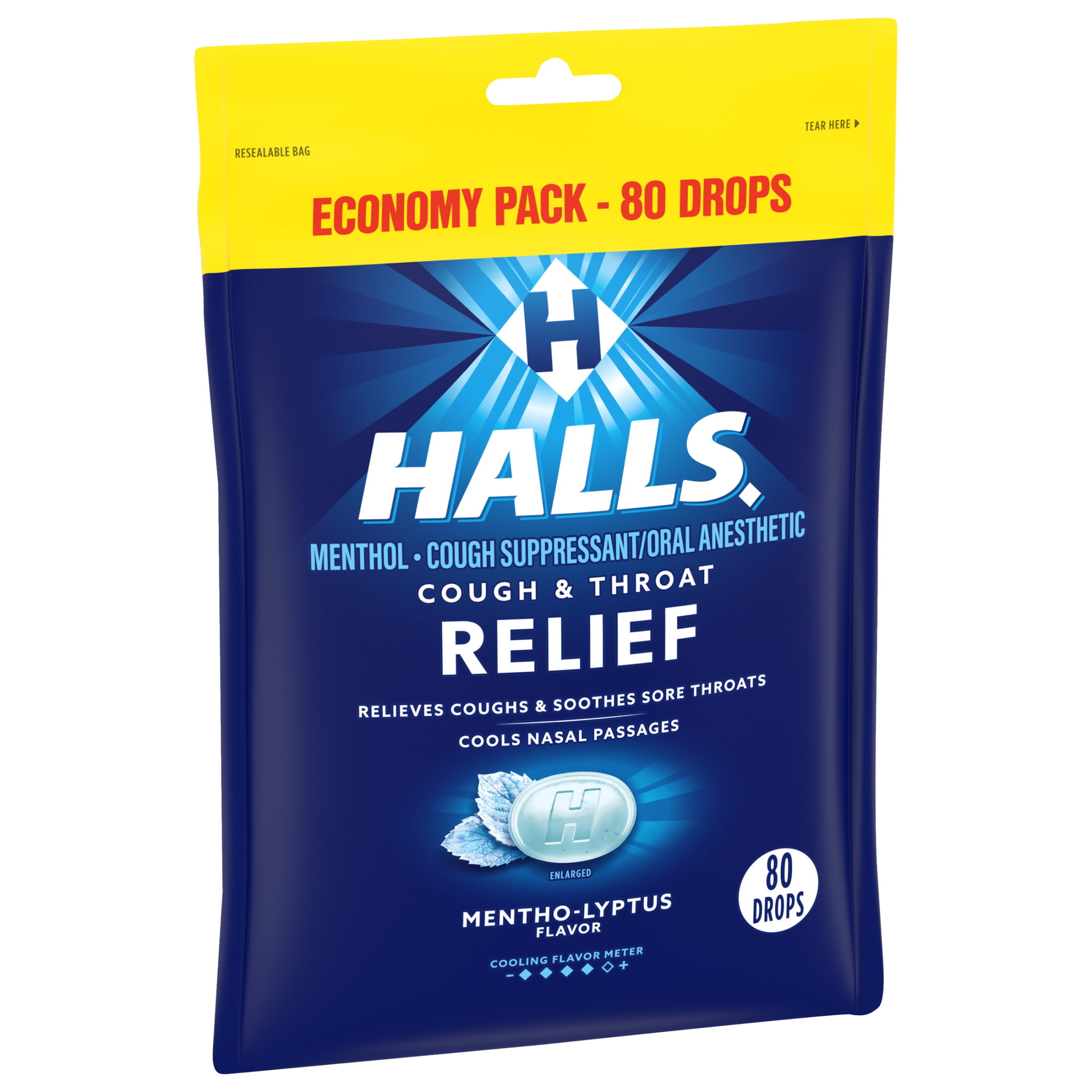 Halls Relief Mentho-Lyptus Cough Drops 2 Pack Economy Pack 80 Drops