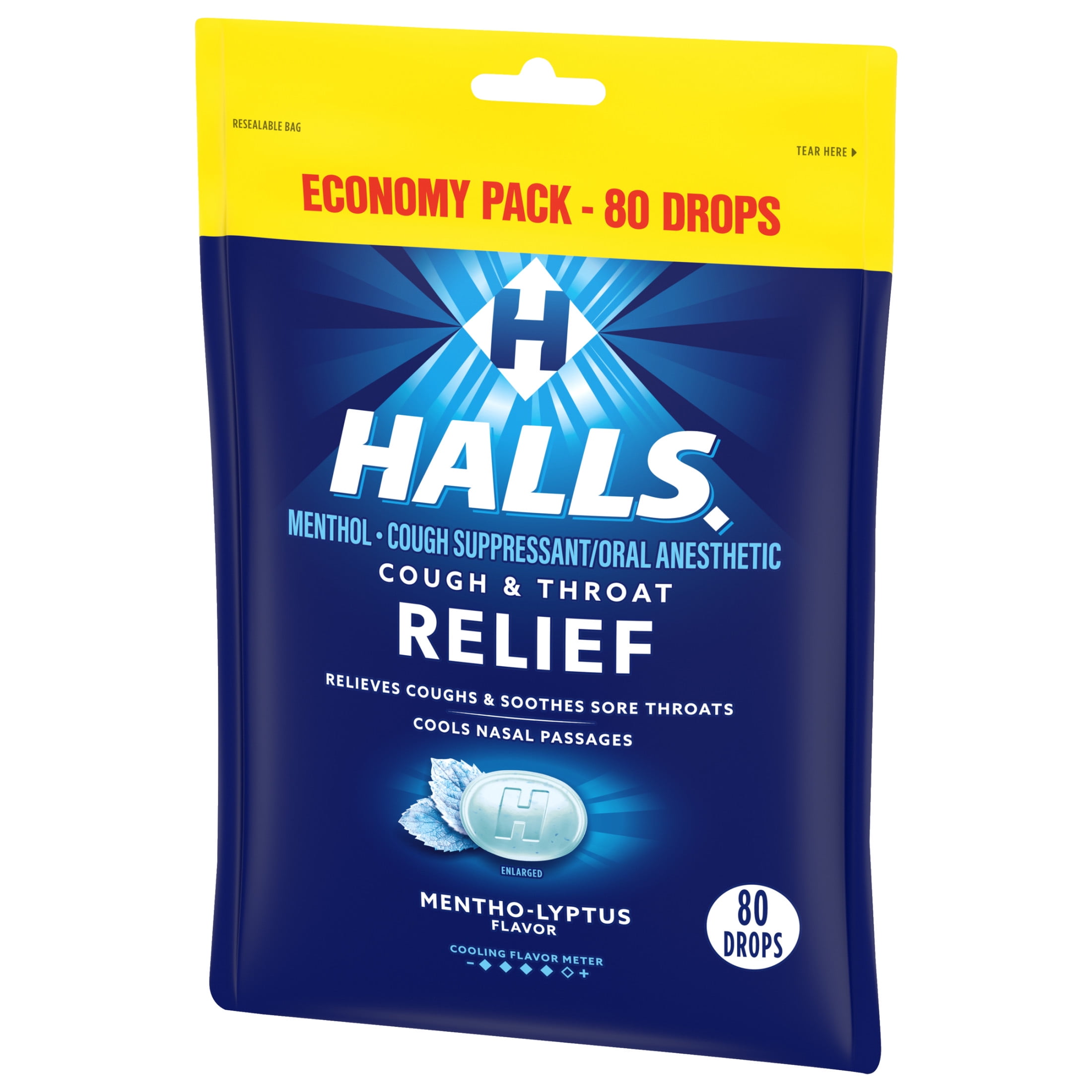 Halls Relief Mentho-Lyptus Cough Drops 2 Pack Economy Pack 80 Drops