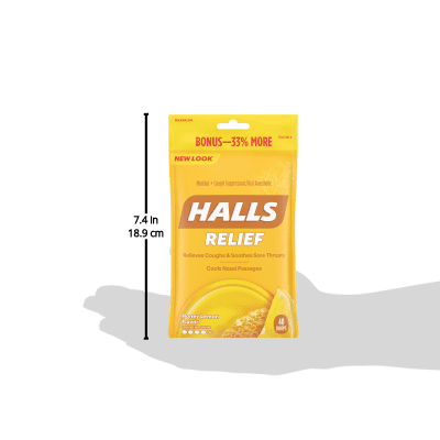 Halls Relief Honey Lemon Cough Drops 40 Total Drops