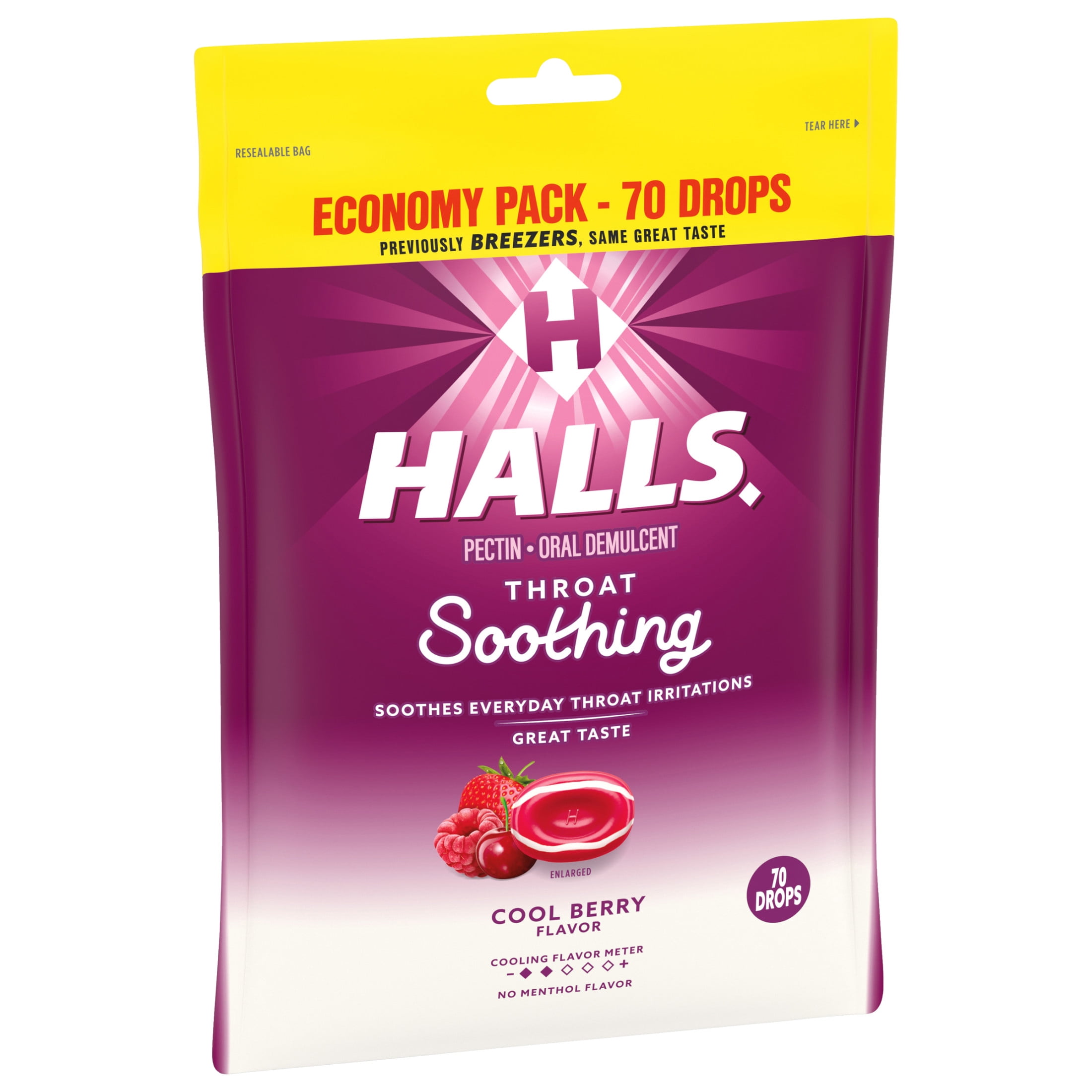 Halls Throat Soothing Cool Berry Throat Drops Economy Pack 70 Drops