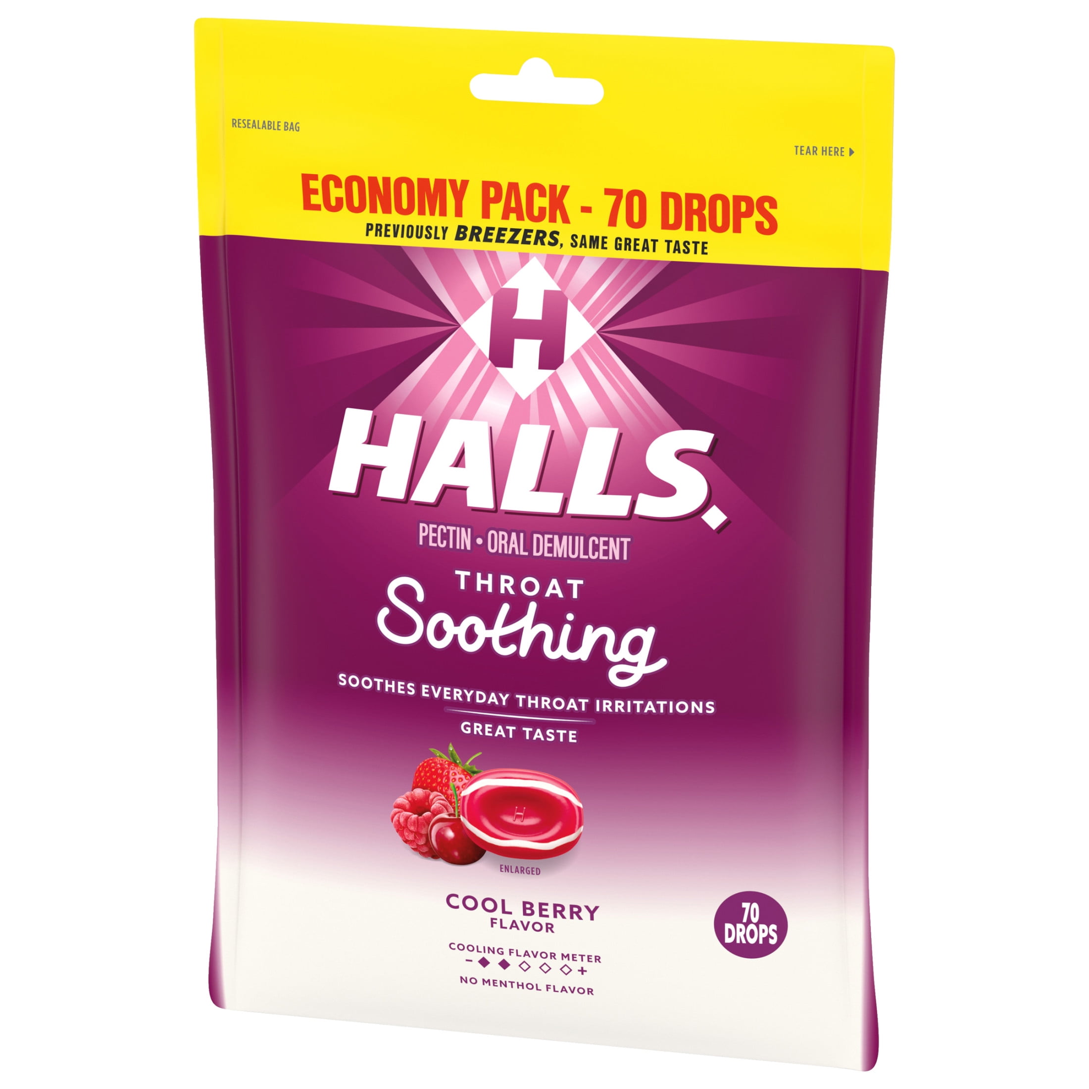 Halls Throat Soothing Cool Berry Throat Drops Economy Pack 70 Drops