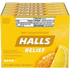 Halls Relief Honey Lemon Cough Drops 20 Packs 9 Drops Total