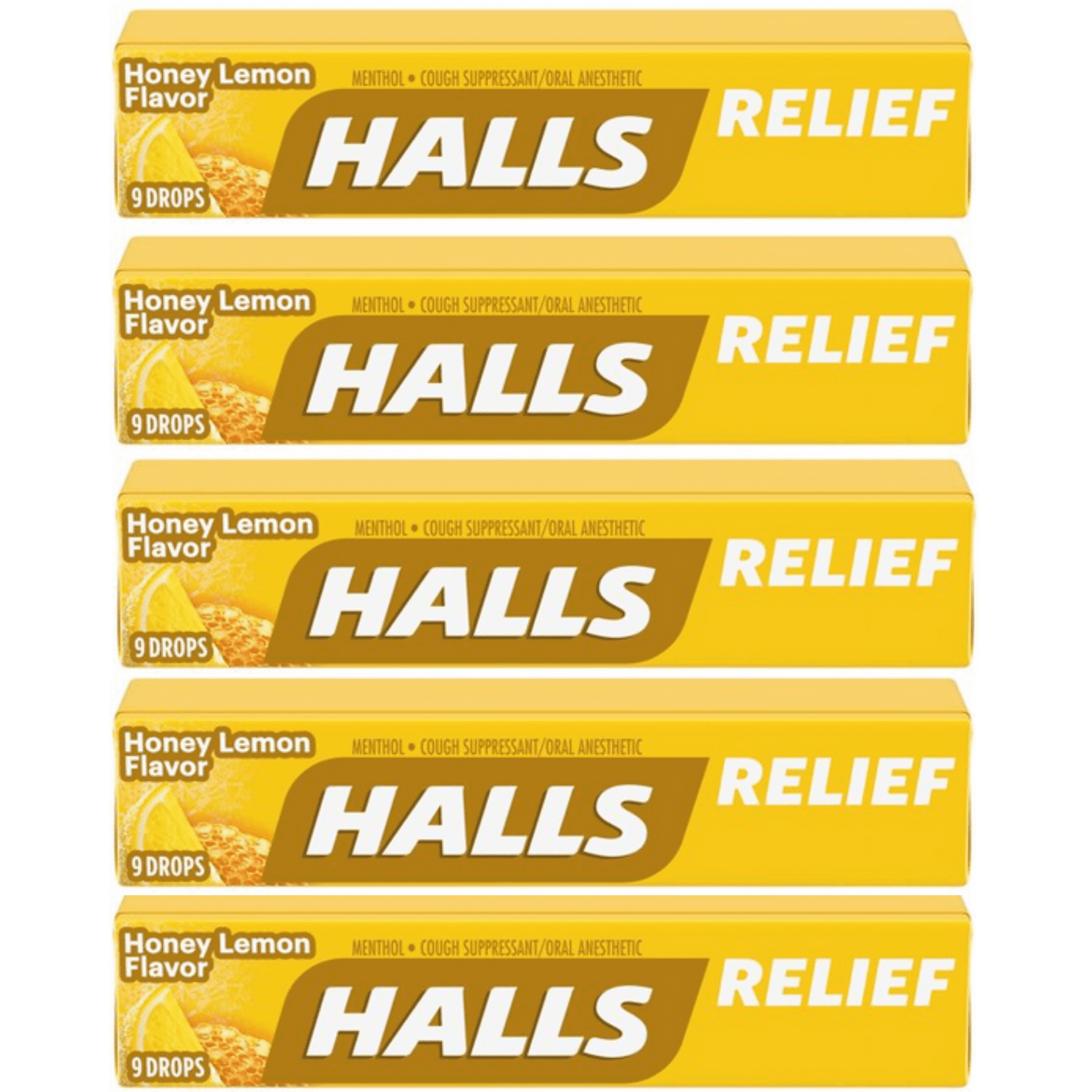 Halls Relief Honey Lemon Cough Drops 20 Packs 9 Drops Total