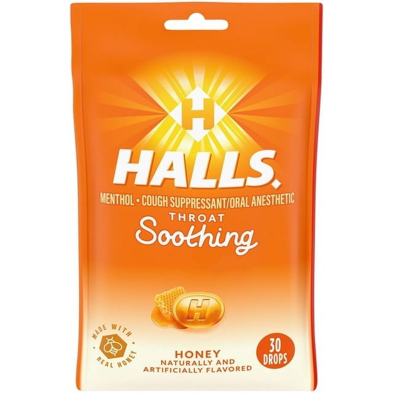Halls Honey Menthol Drops 30 ea Pack of 3