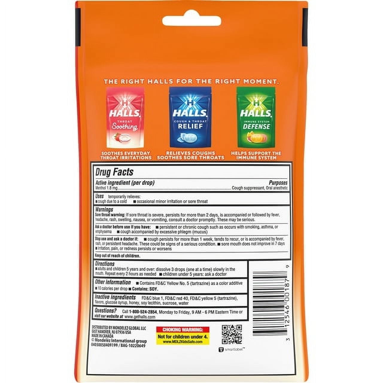 Halls Honey Menthol Drops 30 ea Pack of 3