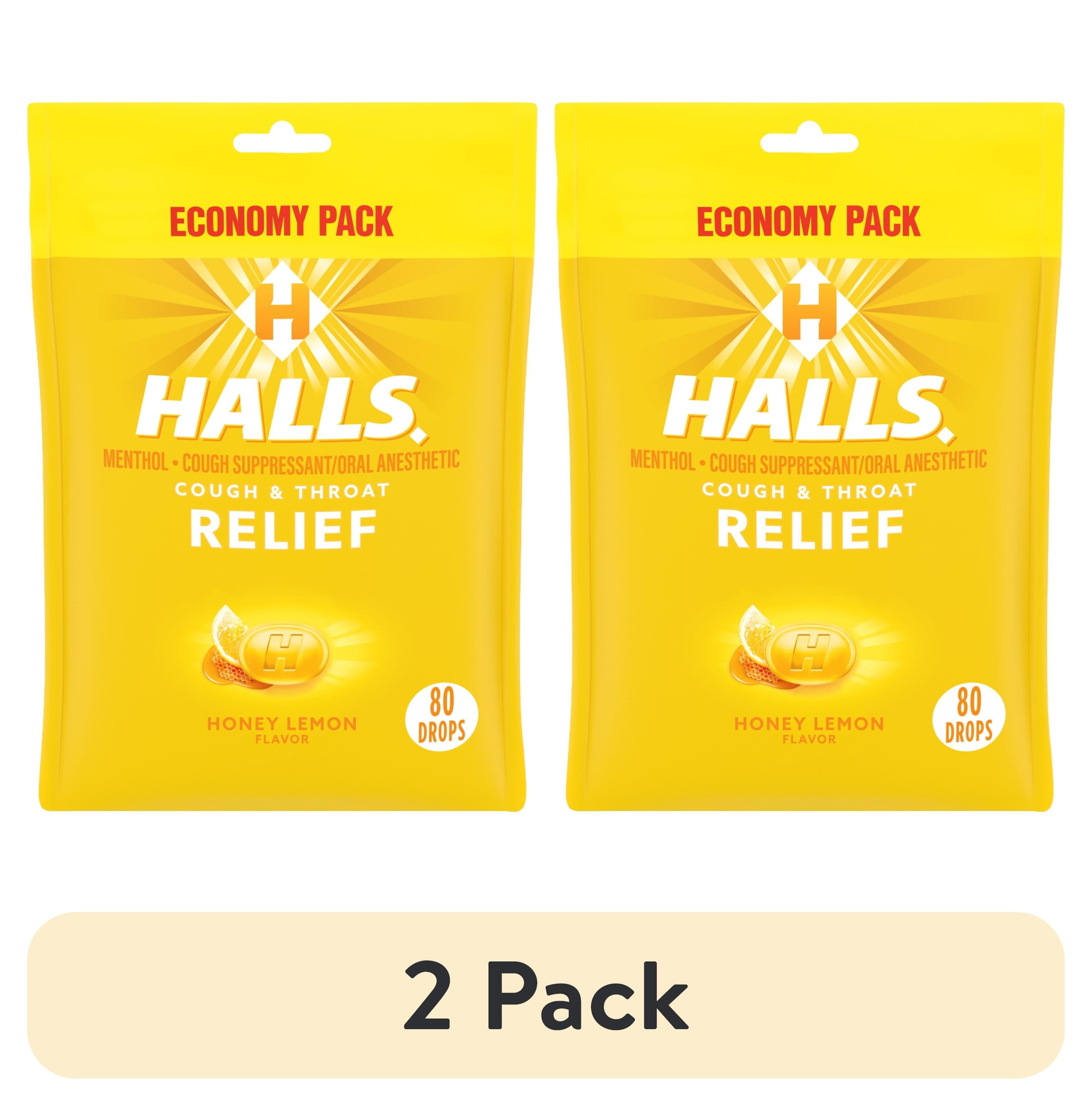 Halls Relief Honey Lemon Cough Drops Economy Pack 80 Drops 2 Pack