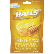 Halls Triple Soothing Action Cough Drops Honey Lemon Pack of 30