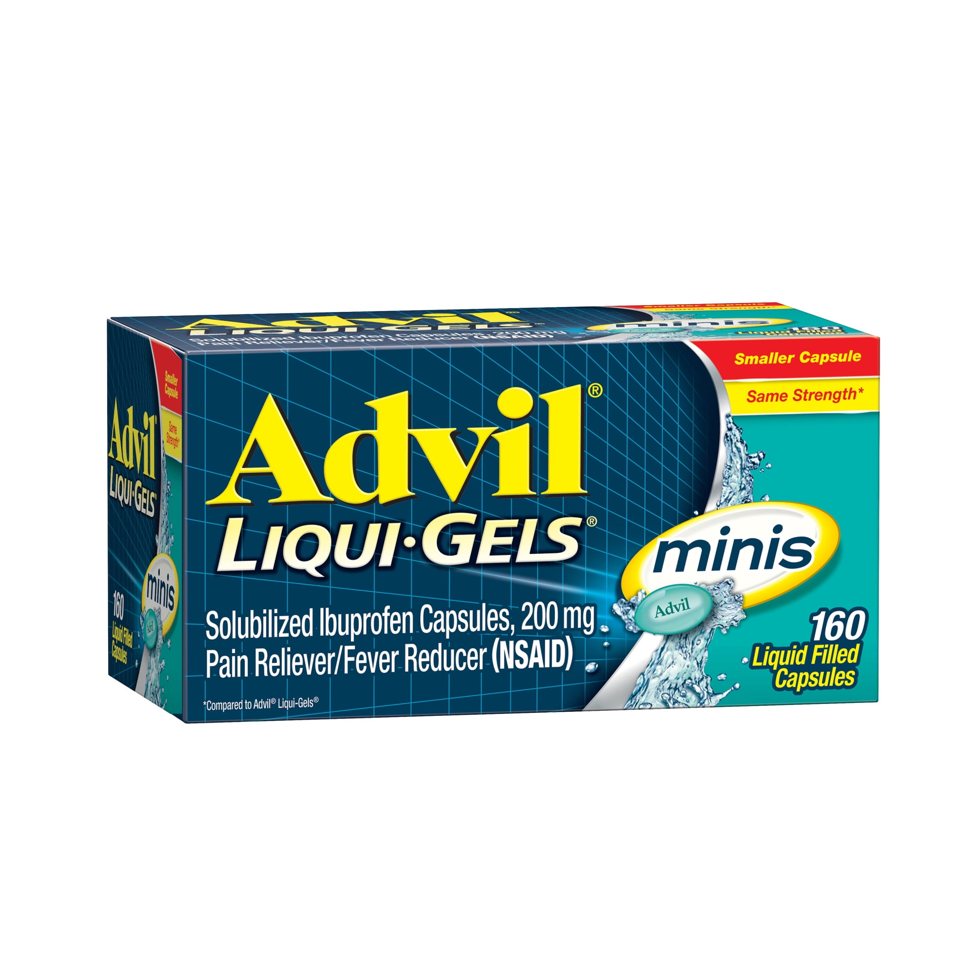 Advil Liqui-Gels Minis Headache Fever Reducer Capsules 200mg Ibuprofen 160 Count