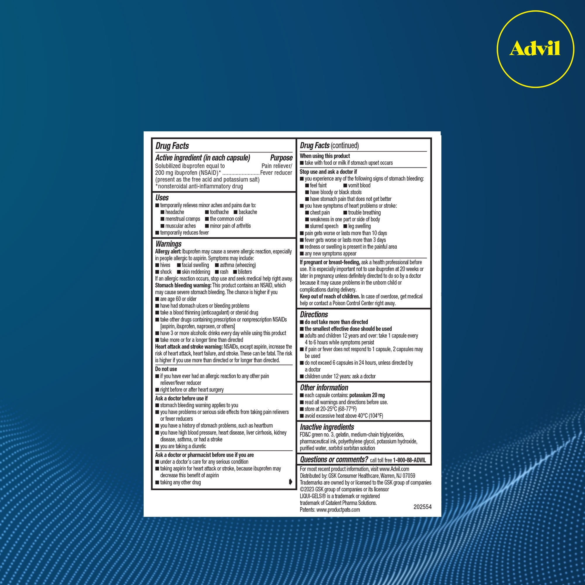 Advil Liqui-Gels Minis Headache Fever Relief 200mg 80ct