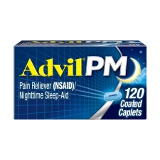 Advil PM Pain Relievers Coated Caplet Ibuprofen Pain Relief Diphenhydramine Sleep Aid 120 Count