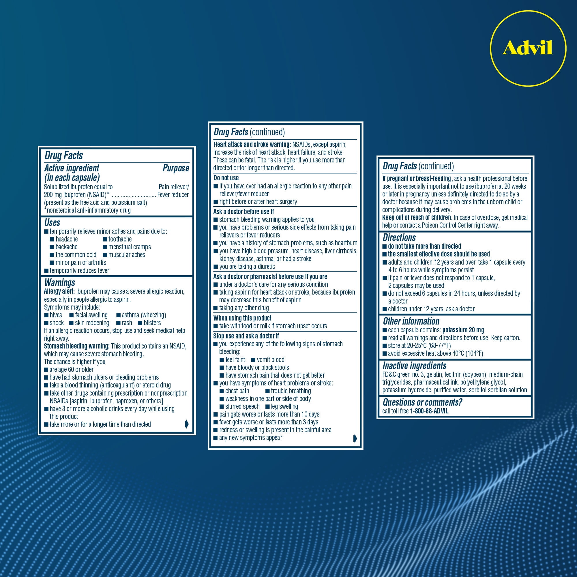 Advil Liqui-Gels Headache Fever Reducer Capsules 200mg Ibuprofen 160 Count