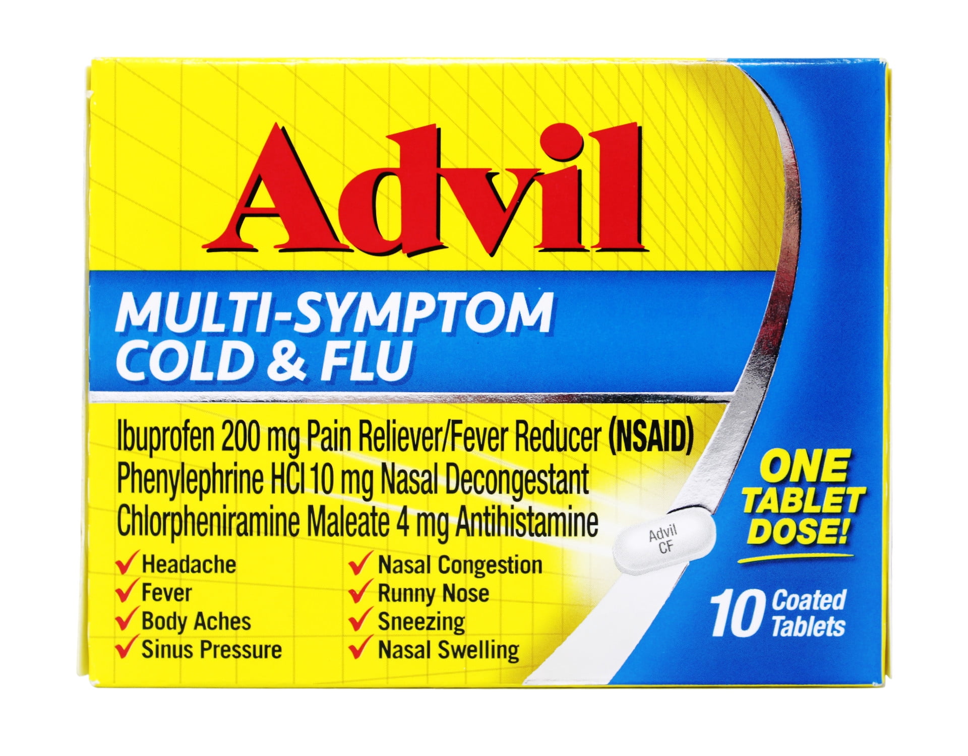 Advil Multi Symptom Cold Flu Coated Tablets 10 Ea 2 Pack