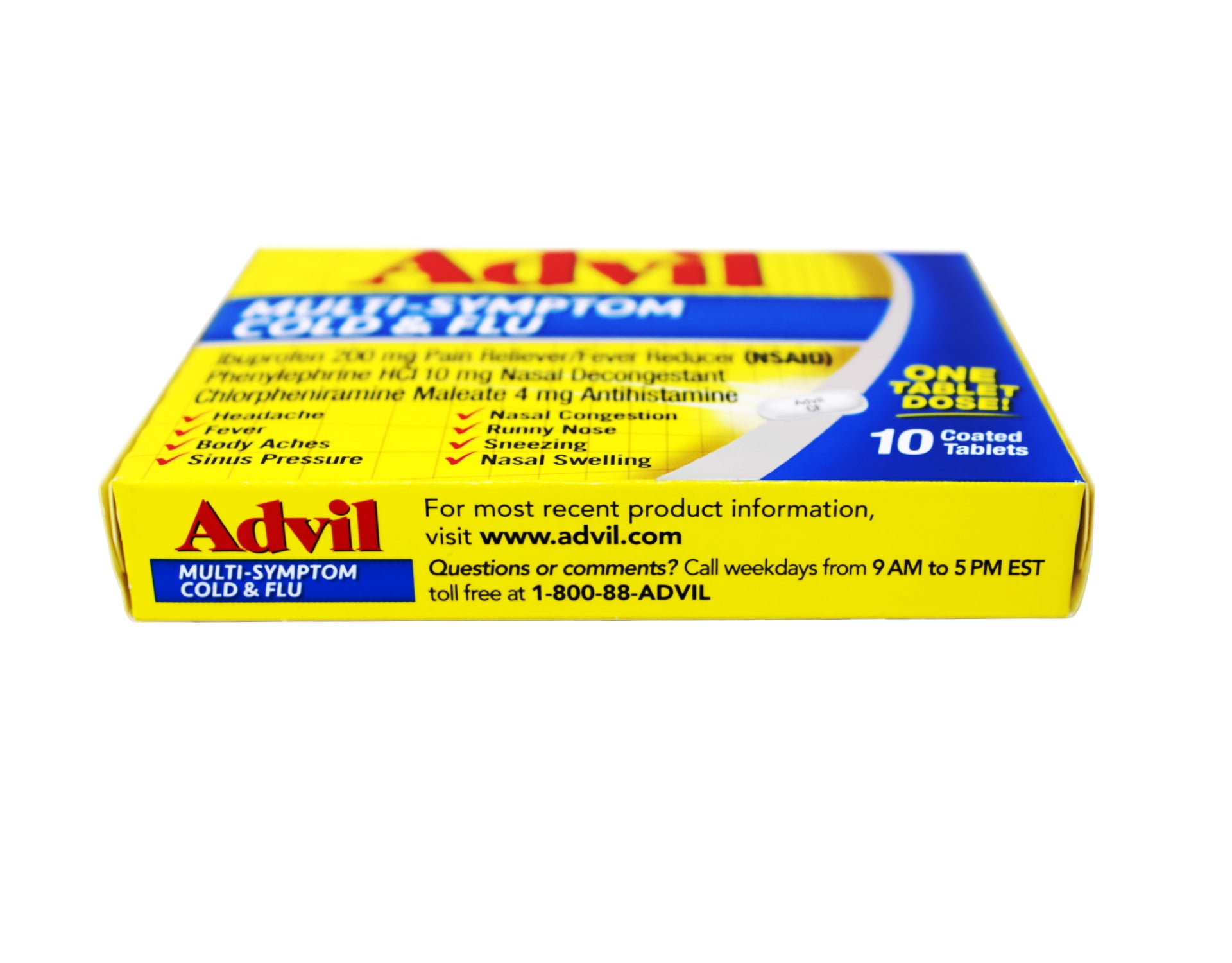 Advil Multi Symptom Cold Flu Coated Tablets 10 Ea 2 Pack