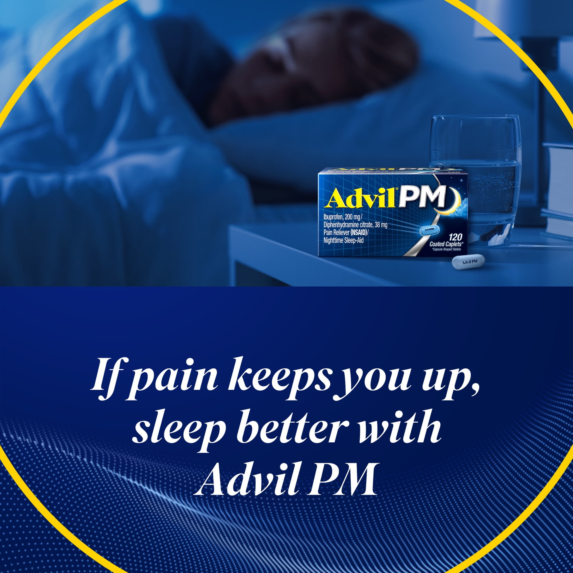 Advil PM Pain Reliever Nighttime Sleep Aid Ibuprofen Pain Relief Diphenhydramine Citrate Sleep Aid 20+10 Coated Caplets
