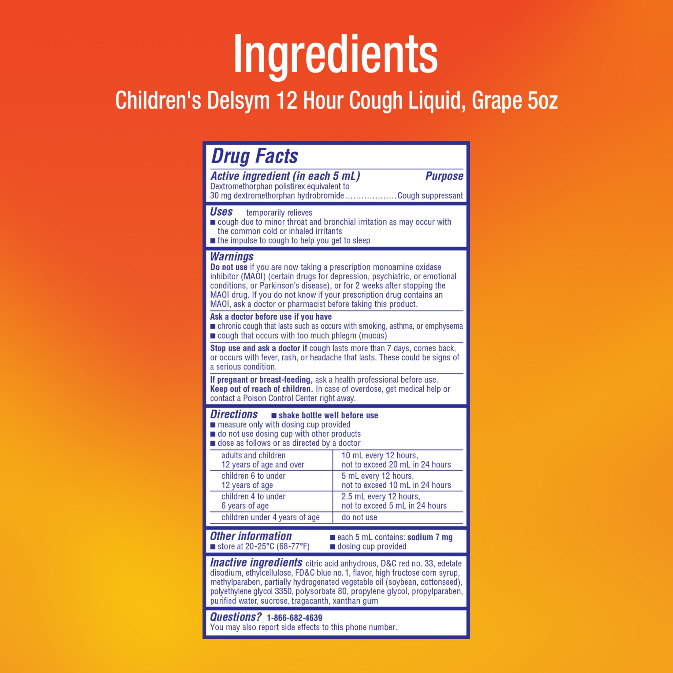 Delsym 12 Hour Cough Relief Medicine Powerful Cough Suppressant Liquid 1 Children’s