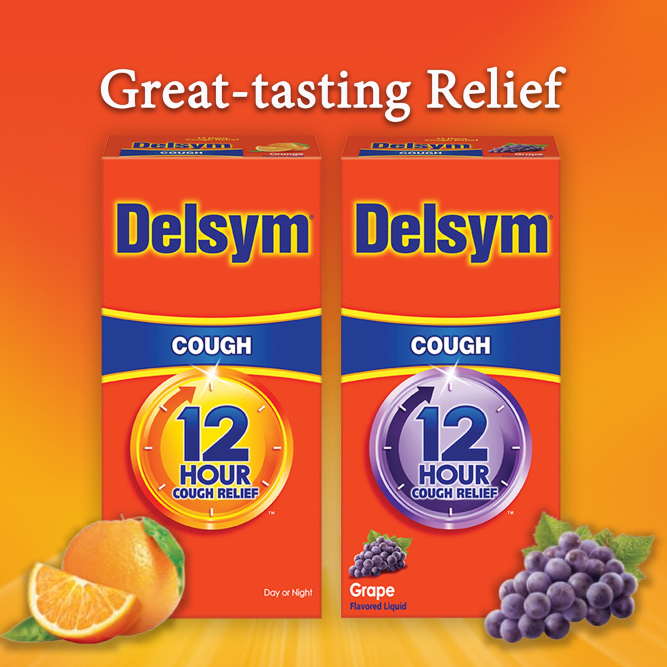 Delsym Adult 12-Hour Cough Relief: Powerful Liquid for 12 Hours, Grape Flavor - 3 Fl Oz