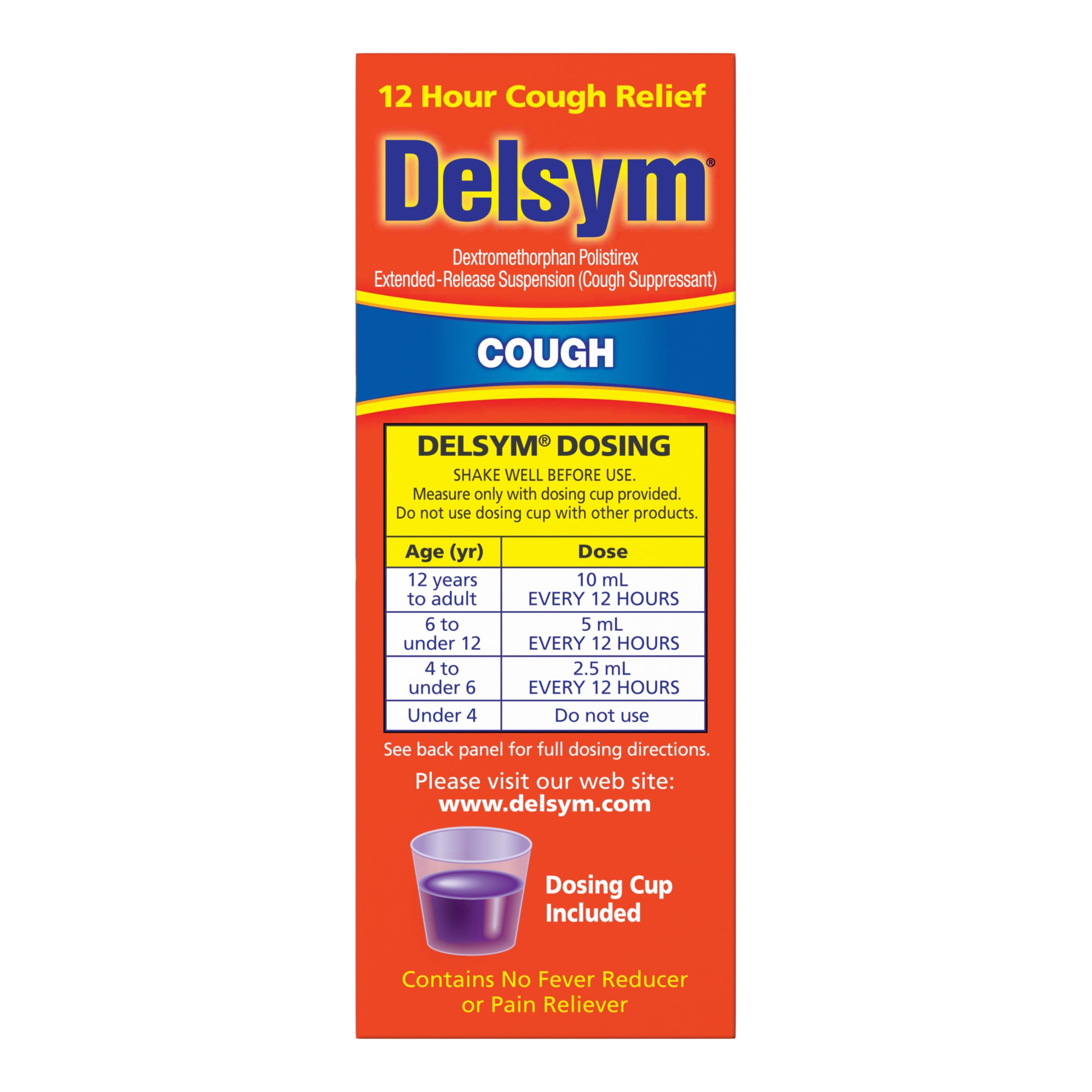 Delsym Adult 12-Hour Cough Relief: Powerful Liquid for 12 Hours, Grape Flavor - 3 Fl Oz