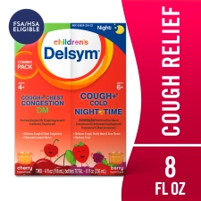 Delsym Childrens Cough Chest Congestion Day Night Cold Liquid Cherry Berry 8oz 2X4oz