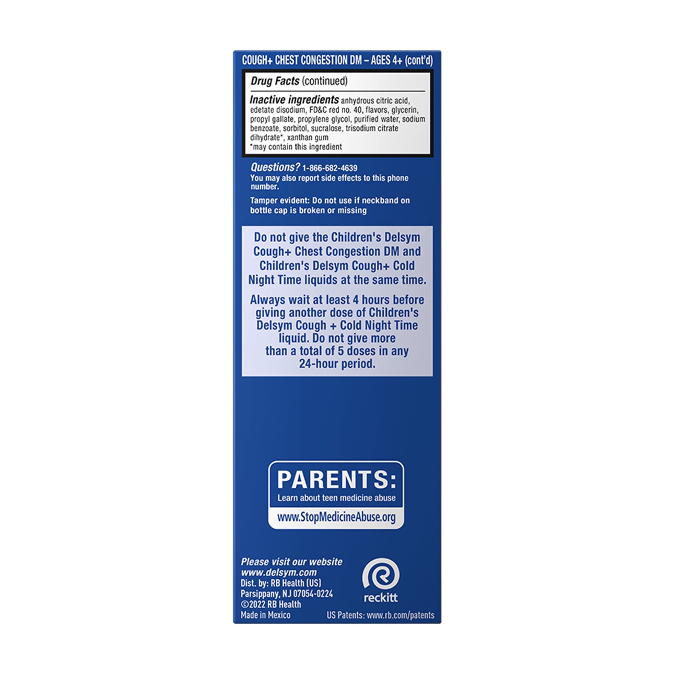 Delsym Childrens Cough Chest Congestion Day Night Cold Liquid Cherry Berry 8oz 2X4oz