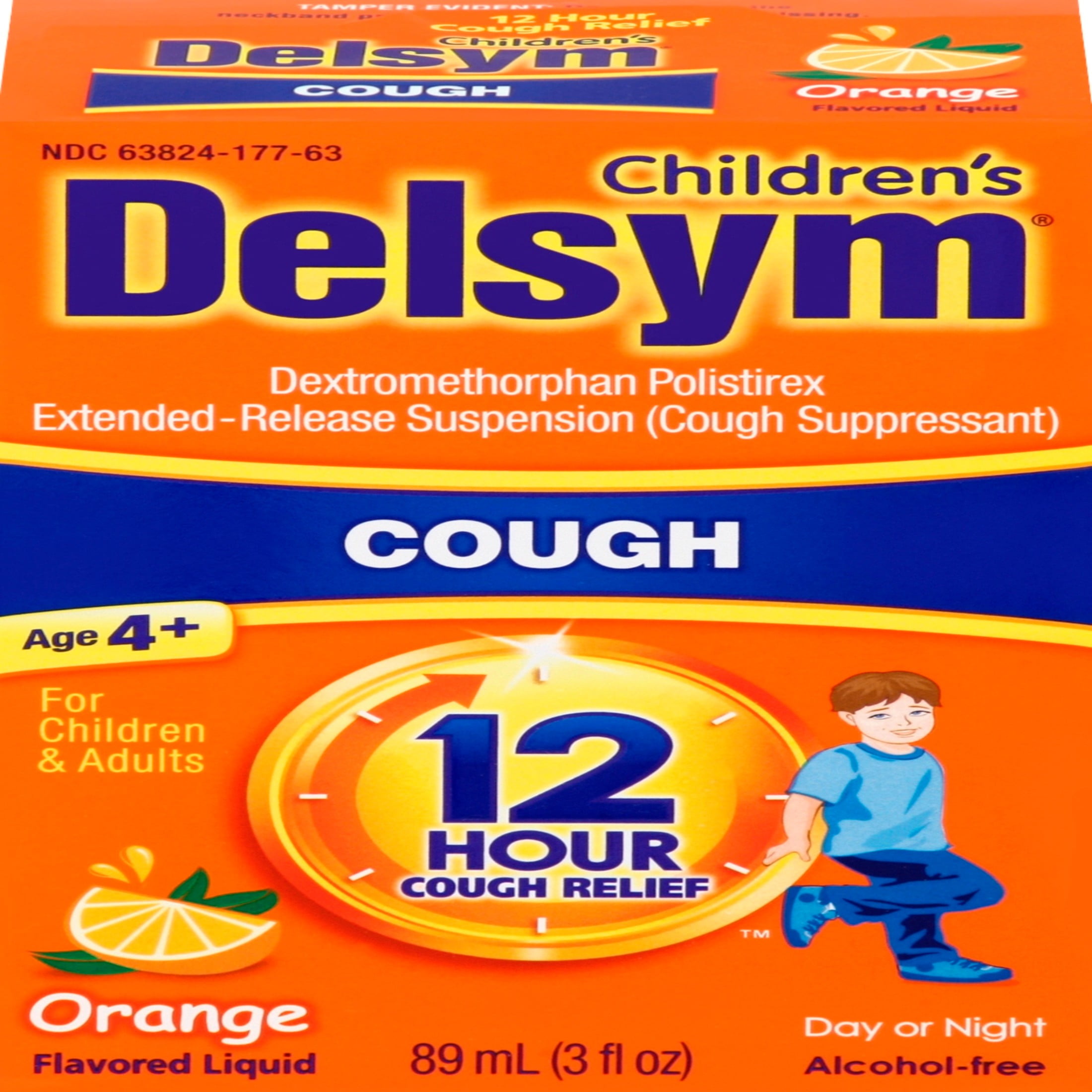 Delsym 12 Hour Cough Relief for Kids, Pediatrician Recommended Orange Liquid, 3 fl oz